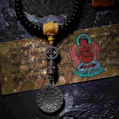 Tibet 108 Mala Beads Purple Bodhi Seed Bagua Vajra Auspiciousness Bracelet - 图片 9