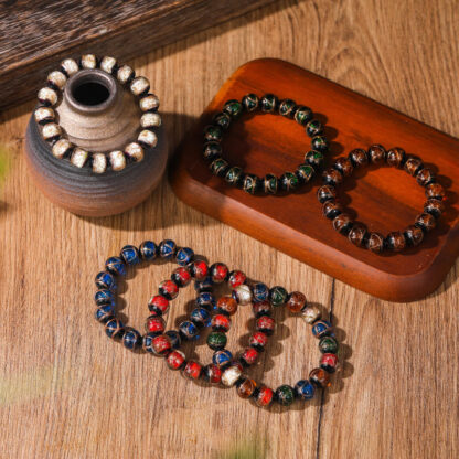 Tibetan Classic Liuli Glass Bead Luck Wealth Bracelet - 图片 11