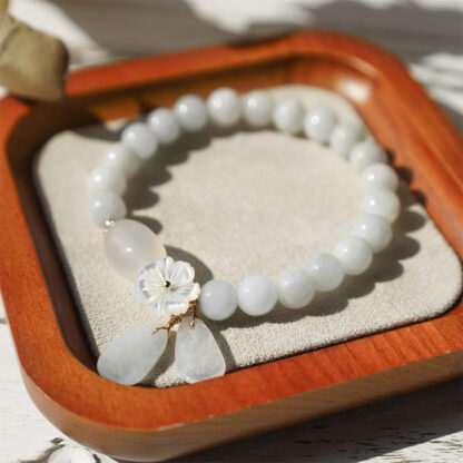 Buddha Stones Natural White Jade Luck Bracelet - 图片 3