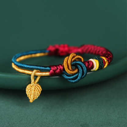 Tibetan Handmade Mandala Knot Leaf Luck Rope Bracelet - 图片 3