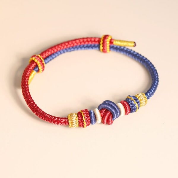 Two-Color Rope Handcrafted Eight Thread Peace Knot Luck Connection Bracelet - 图片 2