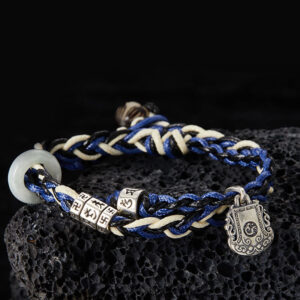 925 Sterling Silver Om Mani Padme Hum Swastika Handmade Protection Bracelet