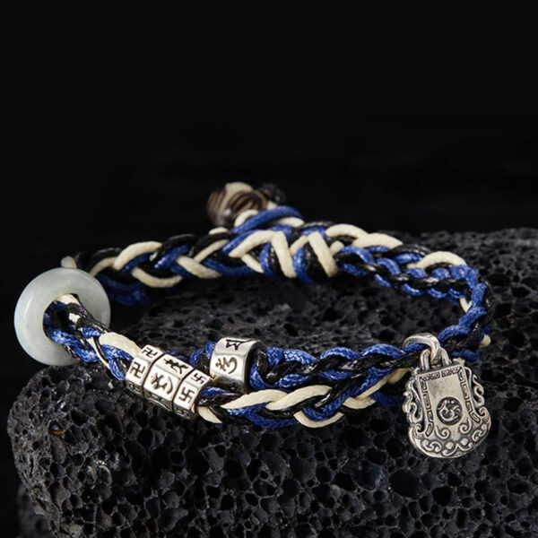 925 Sterling Silver Om Mani Padme Hum Swastika Handmade Protection Bracelet