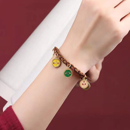 Buddha Stones Tibetan Five God Of Wealth Thangka Luck Braid String Bracelet - 图片 3