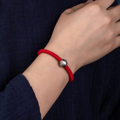 925 Sterling Silver Tibet Handmade Om Mani Padme Hum Luck Protection King Kong Knot Braided Bracelet - 图片 20