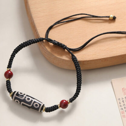 Handcrafted Tibetan Nine-eye Dzi Bead Protection Bracelet - 图片 3