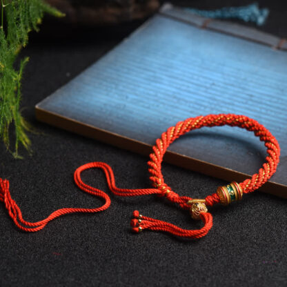 Buddha Stones Tibetan Handmade Luck Prayer Wheel Bead Charm Weave Colorful String Bracelet - 图片 7