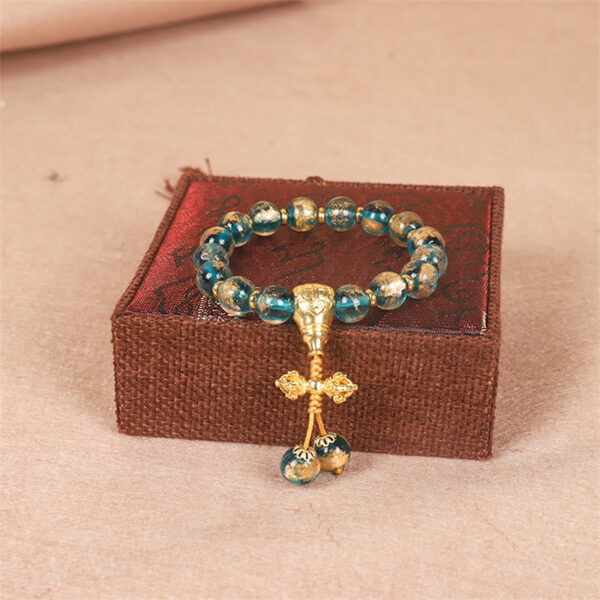 Tibetan Gold Swallowing Beast Family Dorje Vajra Strength Bead Bracelet - 图片 4