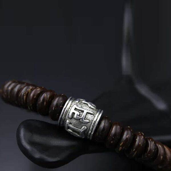 Natural Tibetan Coconut Shell Om Mani Padme Hum Positive Bracelet - 图片 24