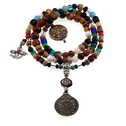 Buddha Stones Tibet 108 Mala Beads Nine Palaces Bagua Bodhi Seed Yak Bone Vajra Harmony Bracelet - 图片 22