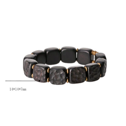 Retro Ebony Wood Texture Style Copper Peace Balance Bracelet - 图片 9