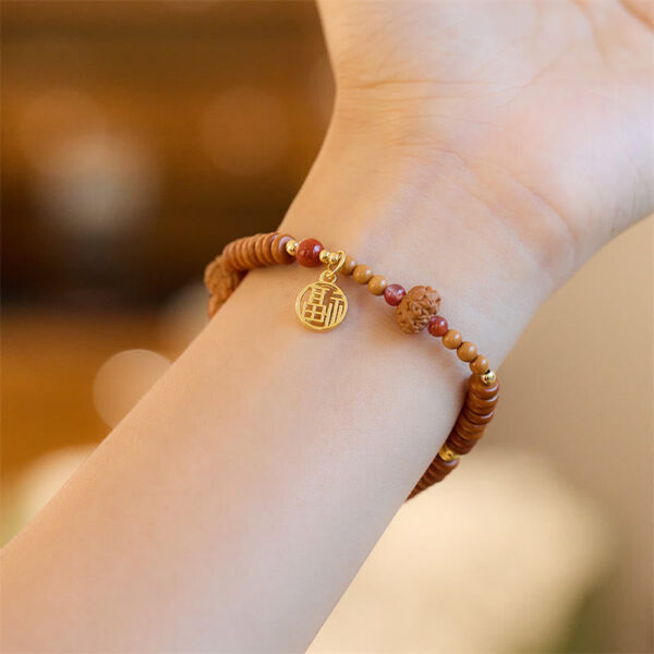 Tibetan Bodhi Seed Black Onyx Smoky Quartz Om Mani Padme Hum Fu Character Wealth Bracelet - 图片 4