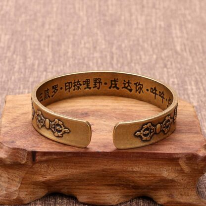 Buddha Stones Tibetan Mahāpratisarā Mantra Sanskrit Copper Brass Healing Bracelet Bangle - 图片 3