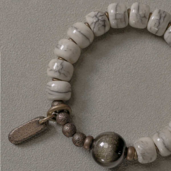 Tibetan Yak Bone Gold Sheen Obsidian Brass Bead Strength Bracelet - 图片 8