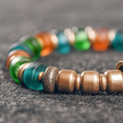 Tibetan Colorful Glass Beads Copper Wealth Bracelet - 图片 10