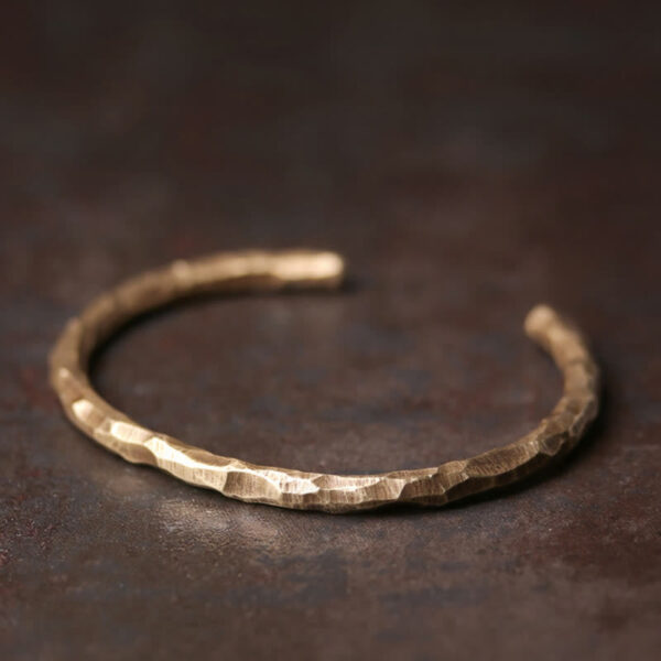 Buddha Stones Tibetan Bump Texture Copper Luck Cuff Bracelet Bangle - 图片 11