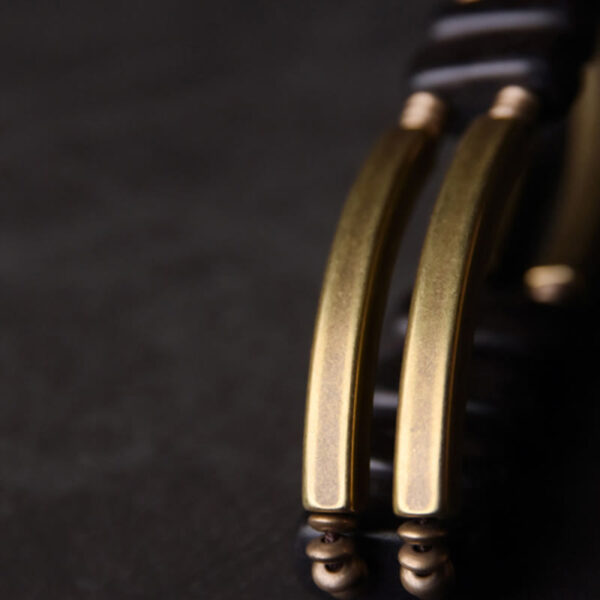 Buddha Stones Tibetan Ebony Wood Copper Balance Double Layer Bracelet - 图片 8