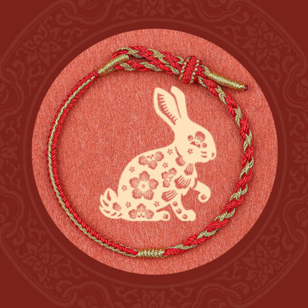 Buddha Stones Handmade Chinese Zodiac Rabbit Rooster Rat Horse Dragon Protection Braid String Bracelet - 图片 2