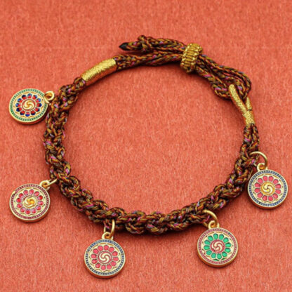 Buddha Stones Tibetan Five God Of Wealth Thangka Luck Braid String Bracelet - 图片 9