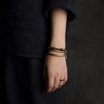 Buddha Stones Lava Rock Stone Copper Balance Cuff Bracelet Bangle - 图片 4