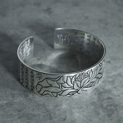 Buddha Stones Tibetan Lotus White Copper Luck Bracelet - 图片 7