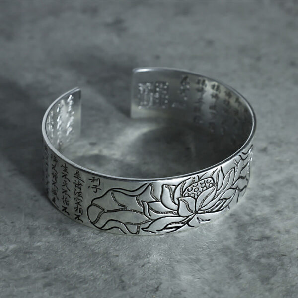 Buddha Stones Tibetan Lotus White Copper Luck Bracelet - 图片 7