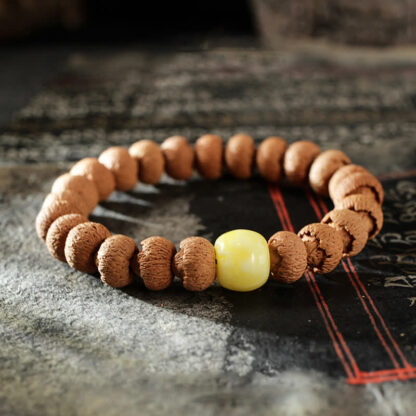 Buddha Stones Tibetan Bodhi Seed Turquoise Amber Protection Bracelet - 图片 6