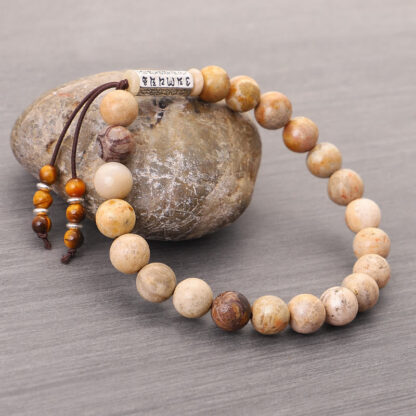 Buddha Stones Weathered Stone Om Mani Padme Hum Strengthen Bracelet - 图片 3