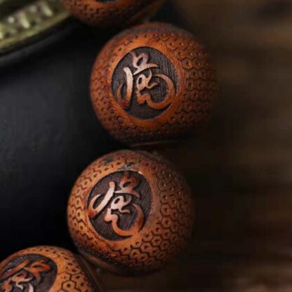 Buddha Stones Tibetan Rosewood Engraving Tiger Protection Bracelet - 图片 6