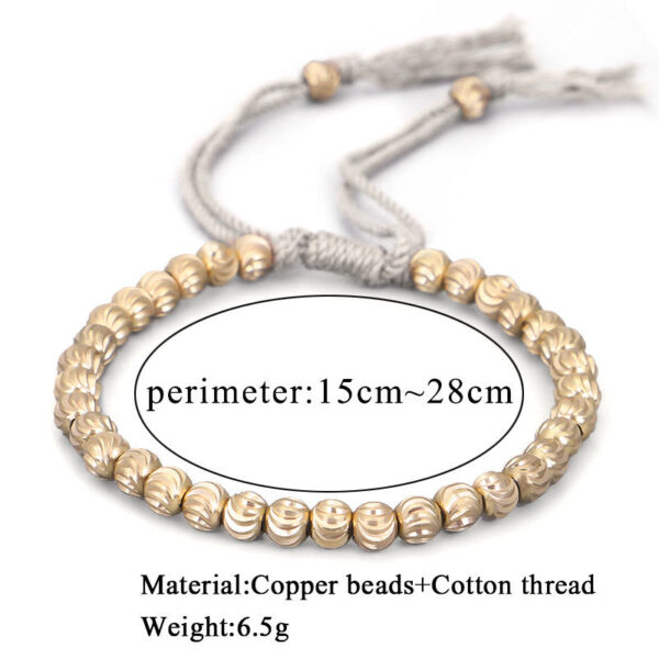 Tibetan Handmade Copper Bead Luck String Bracelet - 图片 5