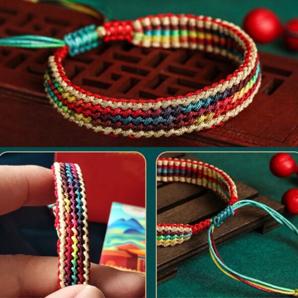 Buddha Stones Tibet Handmade Rainbow Multicolored Protection Braided String Bracelet - 图片 6