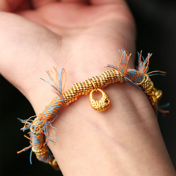 Handmade Tibetan Lucky Fortune Multicolored Rope Braid Bracelet - 图片 5