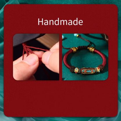 Buddha Stones Handmade Tibetan Turquoise Om Mani Padme Hum Strength Braided Bracelet - 图片 6