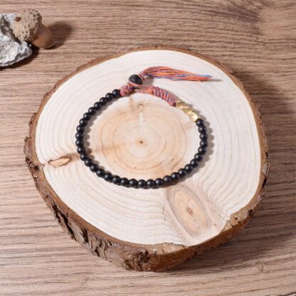 Buddha Stones Handmade Tibetan Black Onyx Tassel Bracelet - 图片 3