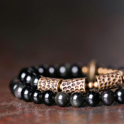 Buddha Stones Rainbow Obsidian Copper Love Double Wrap Bracelet - 图片 6