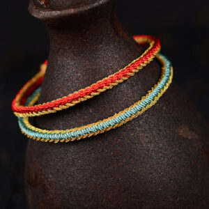 Buddha Stones Two-Color Rope Handcrafted Eight Thread Peace Knot Bracelet