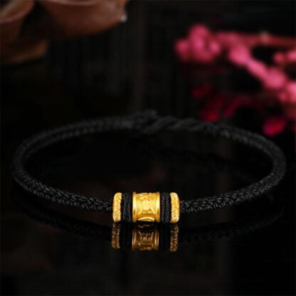 Tibet 999 Gold Om Mani Padme Hum Engraved Protection Lucky Bead Bracelet - 图片 11