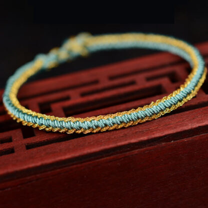 Buddha Stones Two-Color Rope Handcrafted Eight Thread Peace Knot Bracelet - 图片 6