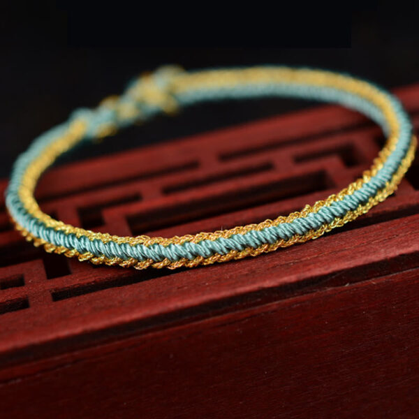 Buddha Stones Two-Color Rope Handcrafted Eight Thread Peace Knot Bracelet - 图片 6