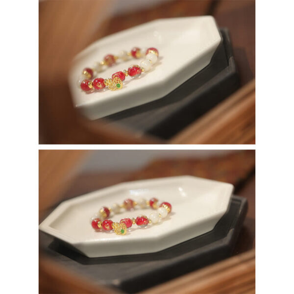 Gourd God Of Wealth Charm Fortune Liuli Glass Bead Incense Ash Porcelain Bead Bracelet - 图片 6