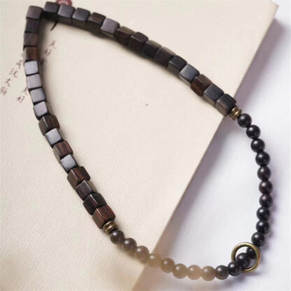 Tibet Ebony Wood Square Beads Peace Double Wrap Bracelet - 图片 3