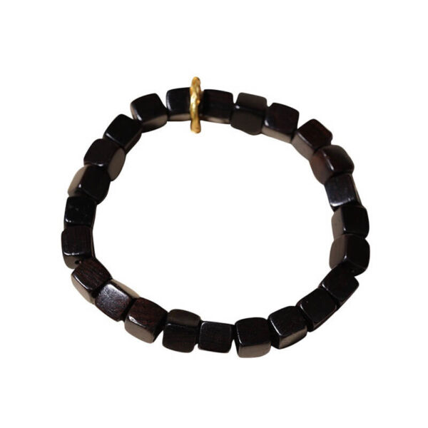 Tibetan Ebony Wood Square Beads Peace Calm Bracelet - 图片 10