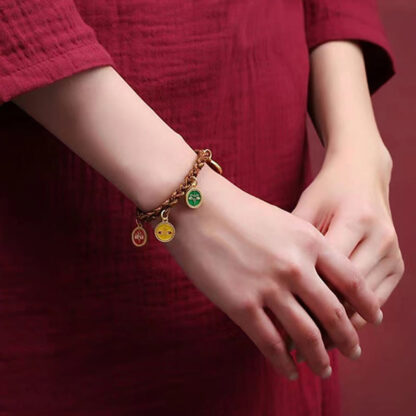 Buddha Stones Tibetan Five God Of Wealth Thangka Luck Braid String Bracelet - 图片 4