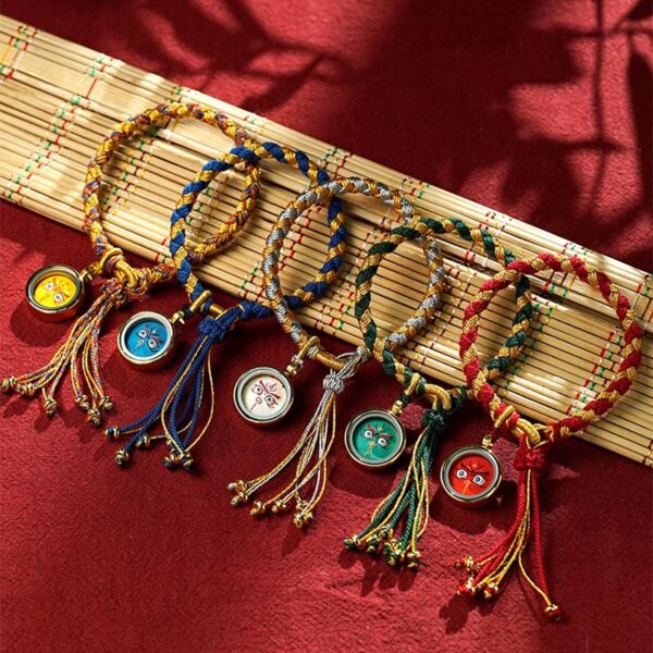 Handmade Tibetan Five God Of Wealth Dragon Scale Rope Luck Braid Bracelet - 图片 2