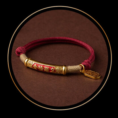 999 Sterling Silver Tibet Handmade Om Mani Padme Hum Fu Character TopRank Character Luck Braided Bracelet - 图片 13