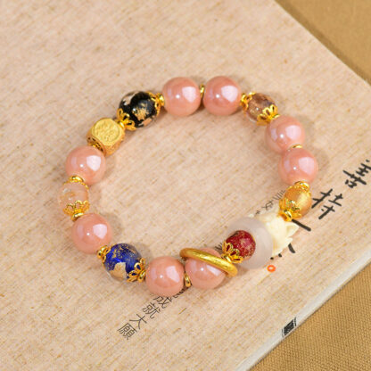 Tibetan Incense Ash Liuli Glass Bead Luck Protection Nine Tailed Fox Bracelet - 图片 3