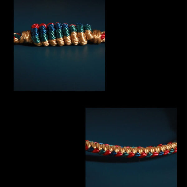Tibetan Handmade Eight Thread Peace Knot Prayer Wheel Braided Protection Bracelet - 图片 7