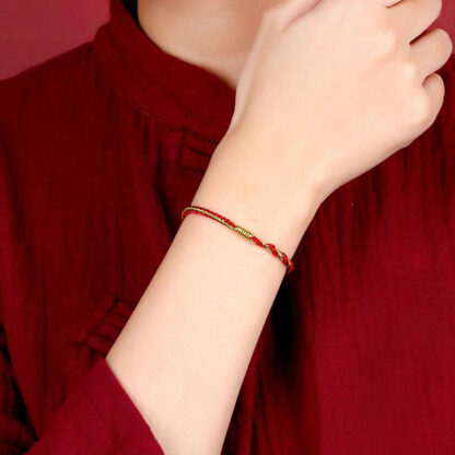 Buddha Stones Handmade Chinese Zodiac Rabbit Rooster Rat Horse Dragon Protection Braid String Bracelet - 图片 3