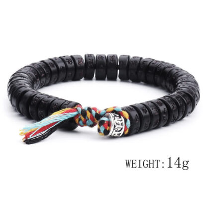 Buddha Stones Tibetan Coconut Shell Beads Engraved Om Mani Padme Hum Mantra Happiness Bracelet - 图片 9