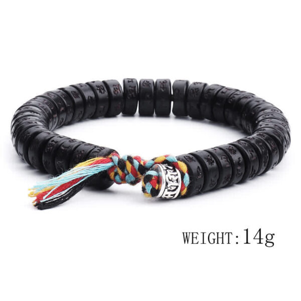 Buddha Stones Tibetan Coconut Shell Beads Engraved Om Mani Padme Hum Mantra Happiness Bracelet - 图片 9